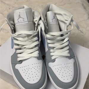 Air Jordan High-Top Sneakers in White and Gray
